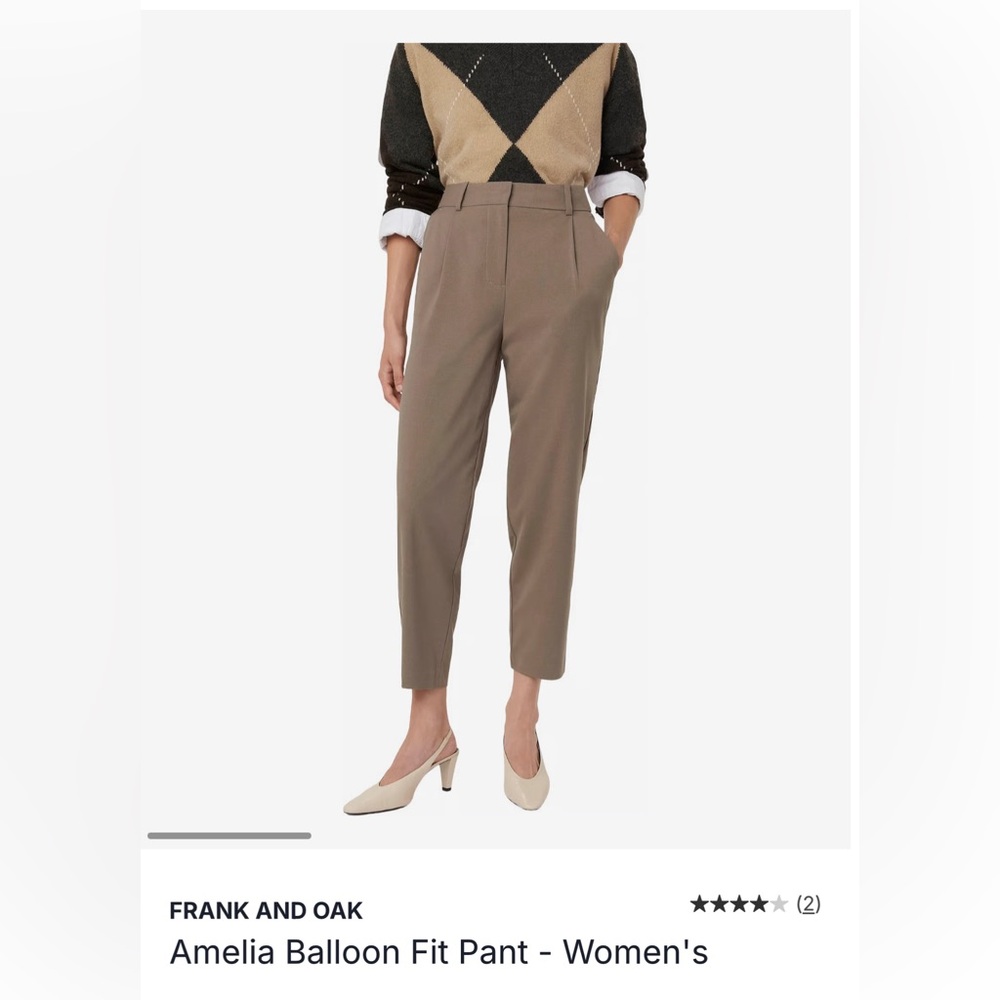 Frank And Oak Taupe Amelia Balloon Fit Pants NWOT - Discontinued